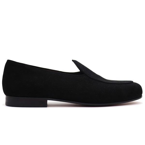 Prado Belgian Slipper Black Suede